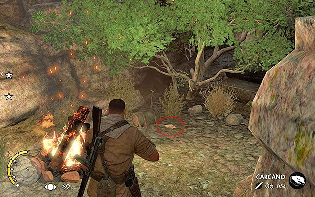 Sekret leży na ziemi w pobliżu ogniska - Dzienniki wojenne | Sekrety - Misja 3 | Sniper Elite III Afrika - Sniper Elite III: Afrika - poradnik do gry