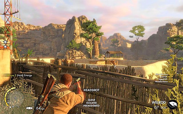 Przeciwnik spaceruje po dachu niedaleko generatora - Ulepszenia broni | Sekrety - Misja 3 | Sniper Elite III Afrika - Sniper Elite III: Afrika - poradnik do gry