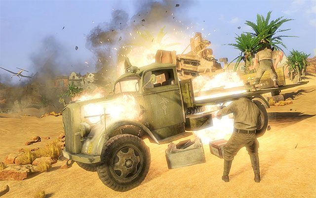 Trafienie w bak z paliwem doprowadzi do potężnej eksplozji - Zniszczenie ciężkiej artylerii | Misja 1 - Siege of Tobruk | Sniper Elite III - Sniper Elite III: Afrika - poradnik do gry
