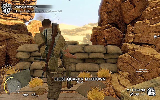Warto pozbyć się wrogów cichymi atakami w walce wręcz - Przeprawa przez przełęcz górską | Misja 1 - Siege of Tobruk | Sniper Elite III - Sniper Elite III: Afrika - poradnik do gry
