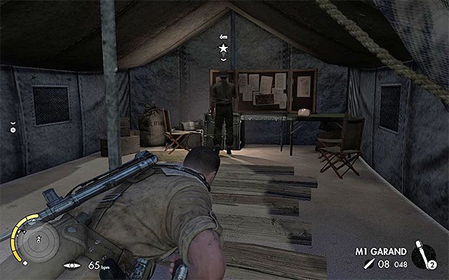 Przeciwnik będący w posiadaniu dokumentu przebywa w namiocie - Pozyskanie informacji na temat bazy | Misja 2 - Gaberoun | Sniper Elite III - Sniper Elite III: Afrika - poradnik do gry