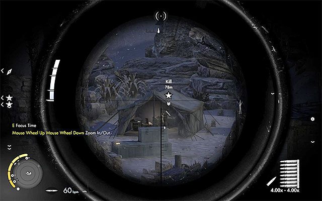 Oficer przebywa w namiocie - Wyeliminowanie pierwszego wrogiego oficera | Misja 2 - Gaberoun - Sniper Elite III: Afrika - poradnik do gry