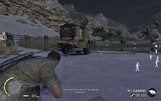 Sabotowanie generatora pozwoli ci na zagłuszanie wystrzałów z karabinu snajperskiego - Wyeliminowanie trzeciego wrogiego oficera | Misja 2 - Gaberoun - Sniper Elite III: Afrika - poradnik do gry