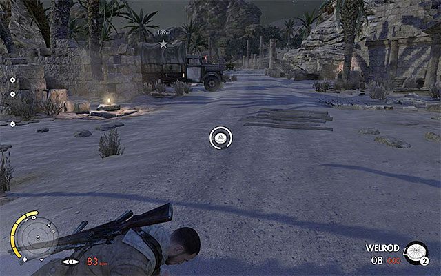 Przykładowe miejsce rozłożenia miny - Zorganizowanie zasadzki na generała | Misja 2 - Gaberoun - Sniper Elite III: Afrika - poradnik do gry