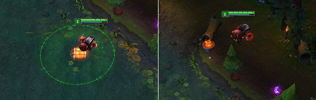 Na powyższym screenie Ziggs ustawił się tak, aby ładunek wyrzucił go w kierunku przeszkody dzięki czemu udało mu się nad nią przelecieć - Tips & Tricks | Ziggs | League of Legends - League of Legends - poradnik do gry