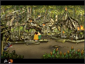 Razem przewróciliśmy beczkę i mogłam podnieść z ziemi Kamień - [Nico] DŻUNGLA - Indiańska wioska - Broken Sword II: The Smoking Mirror - poradnik do gry