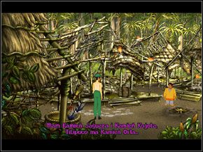 Zabrałam Titipoco i ruszyliśmy w stronę ruin piramidy - [Nico] DŻUNGLA - Indiańska wioska - Broken Sword II: The Smoking Mirror - poradnik do gry
