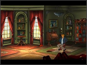 Cofnąłem się w pośpiechu, razem z krzesłem oczywiście, aż oparłem się plecami o regał pełen książek - Broken Sword II: The Smoking Mirror - poradnik do gry