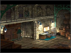 Nagle, za skrzyniami, pojawił się mały człowieczek z dmuchawką - [George] MARSYLIA - Magazyn - Broken Sword II: The Smoking Mirror - poradnik do gry