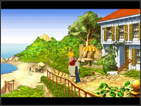 Pobiegłem zobaczyć co się dzieje, ale Rio spokojnie siedział na pomoście - [George] KARAIBY - Plaża - Broken Sword II: The Smoking Mirror - poradnik do gry