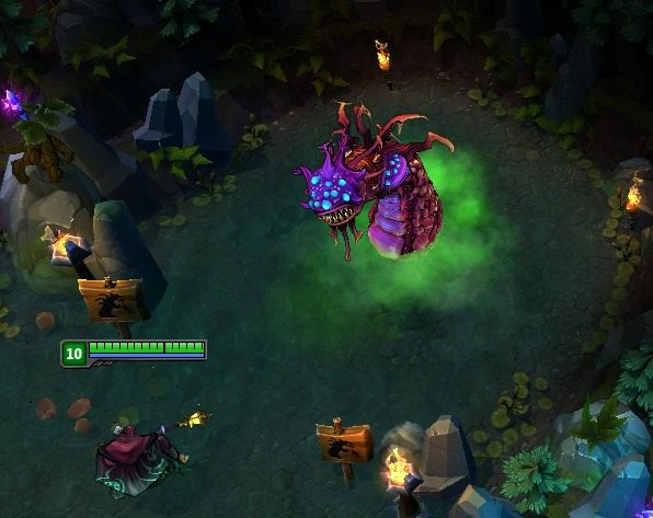 W przeciwieństwie do innych stworów, zaatakowany Baron Nashor nie rusza się z miejsca. Co nie znaczy, że nie może atakować na odległość - Po czwarte - Cele drugorzędne | Pięć elementów zdobywania przewagi w LoL - League of Legends - poradnik do gry