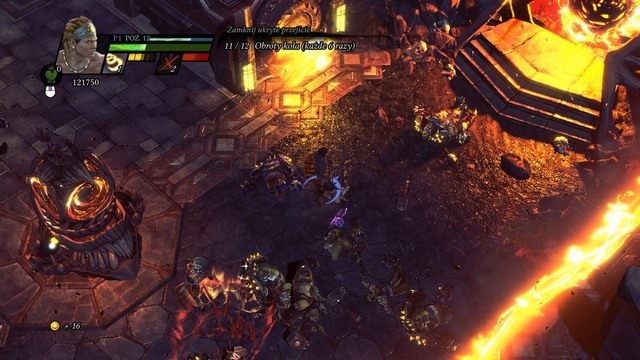 Podczas kręcenia kołami uważaj szczególnie na wystrzeliwane w Twoim kierunku kule ognia. - KOPALNIE ALKAZABA | Kampania w Sacred 3 - Sacred 3 - poradnik do gry