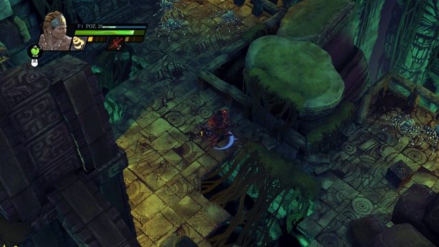 Po otwarciu wrót ruszaj dalej, aż znajdziesz się we wskazanym na obrazku pomieszczeniu (po drodze do pokonania będziesz miał elitarną bestię - jest ona sama, przez co nie stanowi większego kłopotu) - Ruiny Azabrak | Kampania w Sacred 3 - Sacred 3 - poradnik do gry