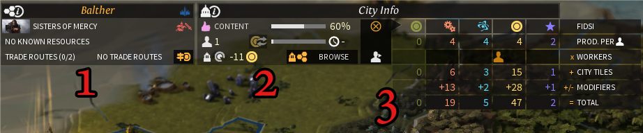 Ekran pojawi się po kliknięciu na dowolne swoje miasto - Interface | Podstawy Endless Legend - Endless Legend - poradnik do gry