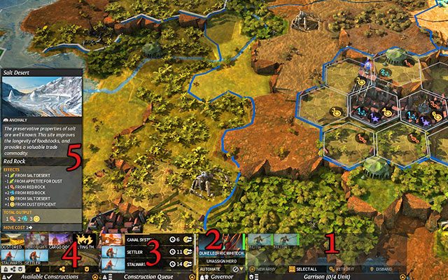 Ekran widoczny po zaznaczeniu jednego z własnych miast - Interface | Podstawy Endless Legend - Endless Legend - poradnik do gry