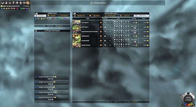 Ekran targowiska. - Targowisko | Zarządzanie imperium w Endless Legend - Endless Legend - poradnik do gry