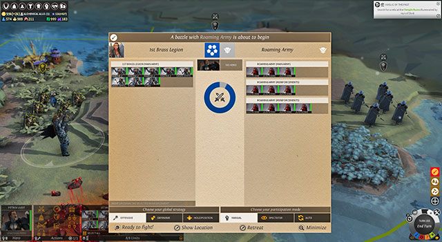 Stan armii przed bitwą. - Bitwa | Wojna w Endless Legend - Endless Legend - poradnik do gry