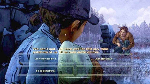 Clementine i Luke podczas ataku - Rozdział 1 - Firefight | Epizod 5 - No Going Back - The Walking Dead - Season Two - poradnik do gry