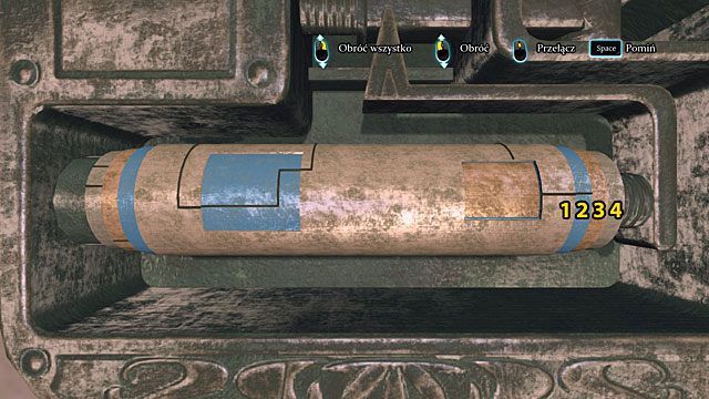 Przełącz się na walec nr 2 (1 klik) i obróć go tak, by dopasować linie w lewym okienku do linii na walcu nr 1 - Zbadaj bagaż Robinsona - Zagadka na torach - Sherlock Holmes: Zbrodnia i kara - poradnik do gry