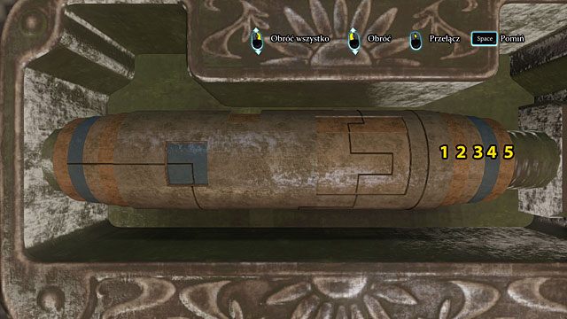 Przełącz się na walec nr 4 i dopasuj linie w lewym okienku do linii na walcu nr 1 - Zbadaj tory przy rozjeździe oraz kopalnie - Zagadka na torach - Sherlock Holmes: Zbrodnia i kara - poradnik do gry