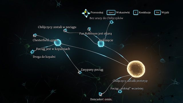 Przy założeniu, że pan Robinson jest ofiarą, Chilijczycy zostali w pociągu, Chesterfield i Doncaster zostały ominięte, a pociąg zasypany, możesz już zakończyć śledztwo (niekoniecznie prawidłowym wnioskiem). - Rozejrzyj się po stacji Doncaster - Zagadka na torach - Sherlock Holmes: Zbrodnia i kara - poradnik do gry