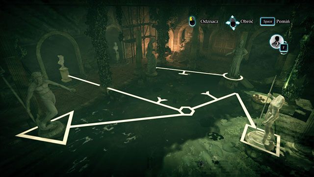 Symbole dwóch pierwszych posągów połączone. - Przeszukaj podziemne tunele - Krwawa łaźnia - Sherlock Holmes: Zbrodnia i kara - poradnik do gry