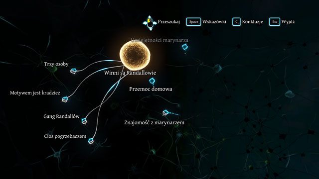 W tym momencie przy założeniach: trzech osób, gangu Randallów, ciosu pogrzebaczem i kradzieży jako motywu możesz już zakończyć sprawę (niekoniecznie prawidłowym wnioskiem). - Podążaj śladem Tobyego - Afera w Abbey Grange - Sherlock Holmes: Zbrodnia i kara - poradnik do gry