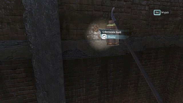 Miejsce trafienia kuli. - Odtwórz przebieg zdarzeń na Half Moon Street - Spacer po Half Moon Street - Sherlock Holmes: Zbrodnia i kara - poradnik do gry