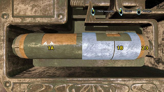 Obróć całość tak, by pozioma krótka kreska na lewym brzegu walca nr 3 była dobrze widoczna - Rozejrzyj się po cyrku - Spacer po Half Moon Street - Sherlock Holmes: Zbrodnia i kara - poradnik do gry