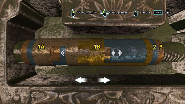 Obróć całość tak, by na lewym brzegu walca nr 3 była widoczna pozioma kreska - Włam się do sejfu w posiadłości w Notting Hill - Spacer po Half Moon Street - Sherlock Holmes: Zbrodnia i kara - poradnik do gry