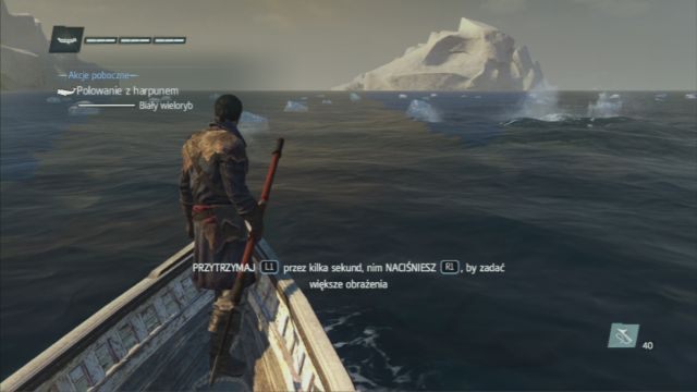 Rozpocznij polowanie od zarzucenie harpuna z liną na zwierze. - Morskie | Polowanie w Assassins Creed Rogue - Assassins Creed: Rogue - poradnik do gry