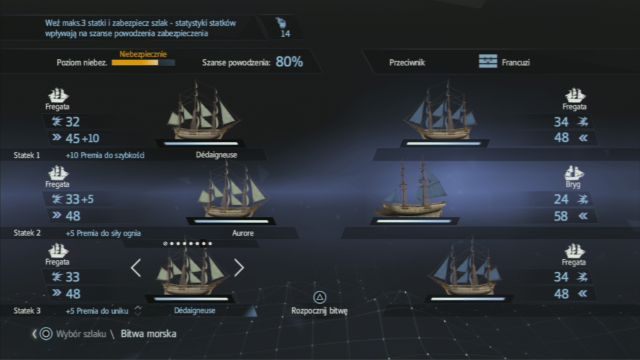 Walki w trakcie kampanii morskiej wyglądają jak oldschoolowa gra rpg. - Kampania morska | Dodatkowe aktywności w Assassins Creed Rogue - Assassins Creed: Rogue - poradnik do gry