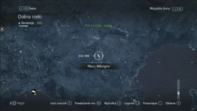 Lokalizacja miecza wikingów na mapie w pobliżu Ścieżki Węża. - Miecze Wikingów | Przedmioty do zebrania | Assassins Creed Rogue - Assassins Creed: Rogue - poradnik do gry