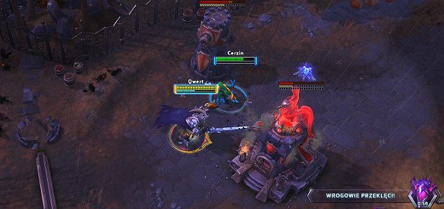 Informacja o tym, która drużyna została przeklęta widnieje w prawym dolnym rogu ekranu - Cursed Hollow/Przeklęta Kotlina | Rodzaje i opis map | Heroes of the Storm - Heroes of the Storm - poradnik do gry