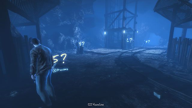 Teraz podejdź do ciała i dotknij go - ponownie pojawią się świetliste punkty, do których trzeba podejść, by rozpocząć układanie chronologii tej sceny - Morderstwo w kopalni | Opis przejścia Zaginięcie Ethana Cartera - Zaginięcie Ethana Cartera - poradnik do gry