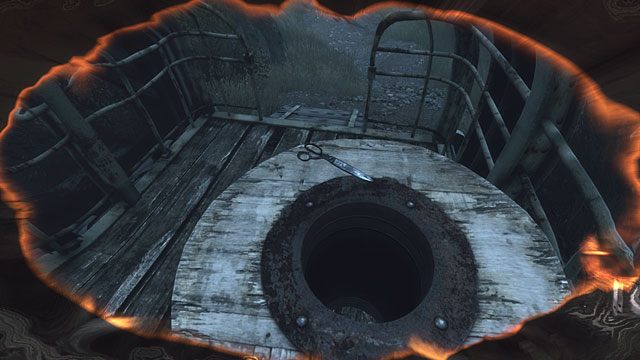 Wyjdź na zewnątrz budynku i podejdź w stronę widocznej na wprost od schodków wysokiej skały - Samobójstwo | Opis przejścia Zaginięcie Ethana Cartera - Zaginięcie Ethana Cartera - poradnik do gry