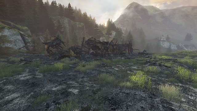 Między posągami lwów jest wejście do zgliszczy - Spalony dom | Opis przejścia Zaginięcie Ethana Cartera - Zaginięcie Ethana Cartera - poradnik do gry