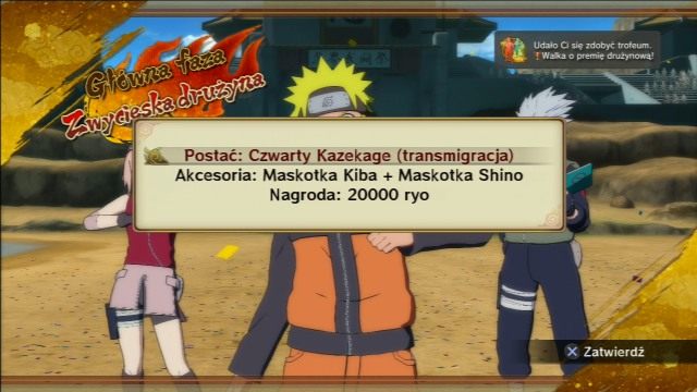 Po wygraniu rundy fazy głównej ukończysz klasę D turnieju ninja i dostaniesz możliwość wybrania jednej z trzech nagród - Faza główna klasy D - Światowy Turniej Ninja - Klasa D - Naruto Shippuden: Ultimate Ninja Storm Revolution - poradnik do gry