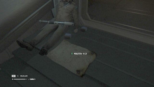 przejdź do pokoju za tobą a przy zwłokach znajdziesz trochę amunicji oraz schemat ulepszonego Mołotowa - Znajdź Samuelsa w dziale Seegson Synthetics | Opis przejścia Obcy Izolacja - Obcy: Izolacja - poradnik do gry