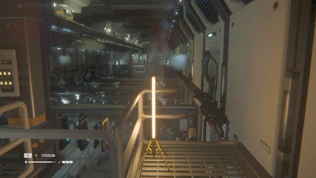 Wyjdź z windy i podejdź do barierki po prawej stronie - Idź za Samuelsem | Opis przejścia Obcy Izolacja - Obcy: Izolacja - poradnik do gry