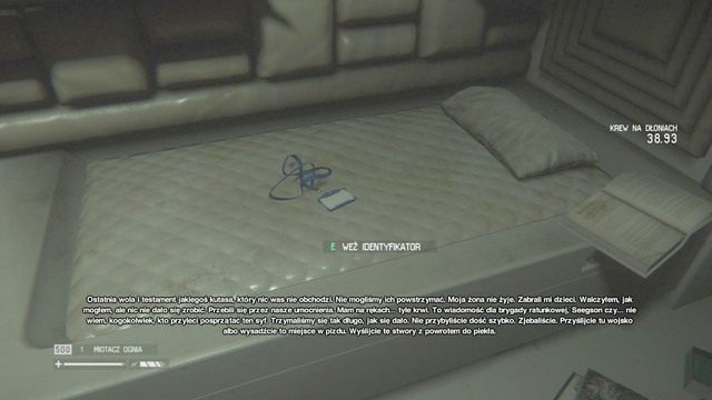 Identyfikator leży na łóżku obok zwłok (dostęp do pokoju po włączeniu generatora) - Wieża Lorenz Systech | Zaginione osoby i dzienniki w Obcy Izolacja - Obcy: Izolacja - poradnik do gry