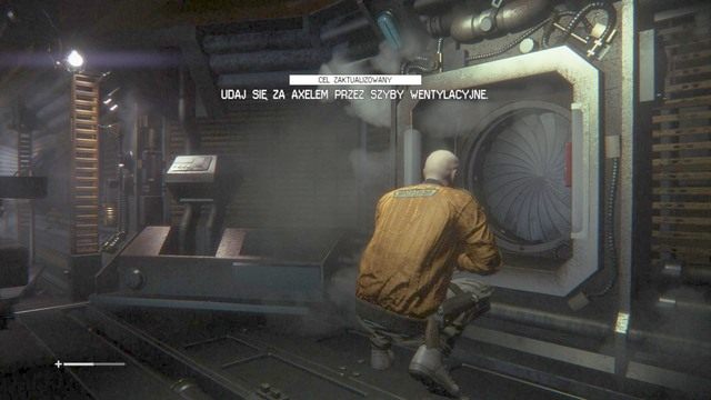 Po spotkaniu wrogów wejdź razem z Axelem do szybu wentylacyjnego by ich ominąć - Udaj się na stację tranzytową z Axelem | Opis przejścia Obcy Izolacja - Obcy: Izolacja - poradnik do gry