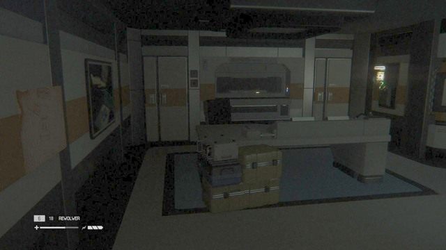 Przejdź do kolejnego pokoju po prawej stronie a znajdziesz tu schemat bomby dymnej, konsolę zapisu stanu gry oraz terminal z dziennikiem - Wróć do Taylor z medykamentami | Opis przejścia Obcy Izolacja - Obcy: Izolacja - poradnik do gry