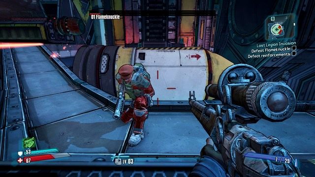 Flameknuckle będzie w swoim robocie (będzie miał on połowę życia) - Lost Legion Invasion | Zadania główne w Borderlands The Pre-Sequel - Borderlands: The Pre-Sequel! - poradnik do gry