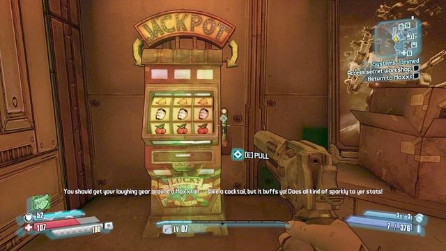 Po rozmowie z robotem obróć się a zobaczysz jednorękiego bandytę - Systems Jammed | Zadania główne w Borderlands The Pre-Sequel - Borderlands: The Pre-Sequel! - poradnik do gry