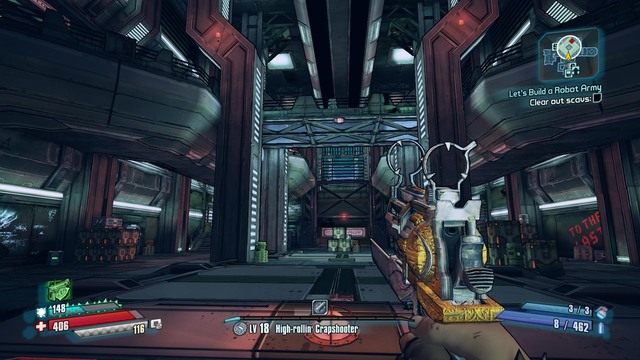 Przejdź korytarzem do głównego pomieszczenia placówki i wyeliminuj bandytów - Lets Build a Robot Army | Zadania główne w Borderlands The Pre-Sequel - Borderlands: The Pre-Sequel! - poradnik do gry