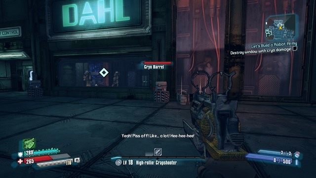 Przejdź kolejnymi korytarzami do oznaczonego miejsca a staniesz przed szybą chroniącą bandytów - Lets Build a Robot Army | Zadania główne w Borderlands The Pre-Sequel - Borderlands: The Pre-Sequel! - poradnik do gry