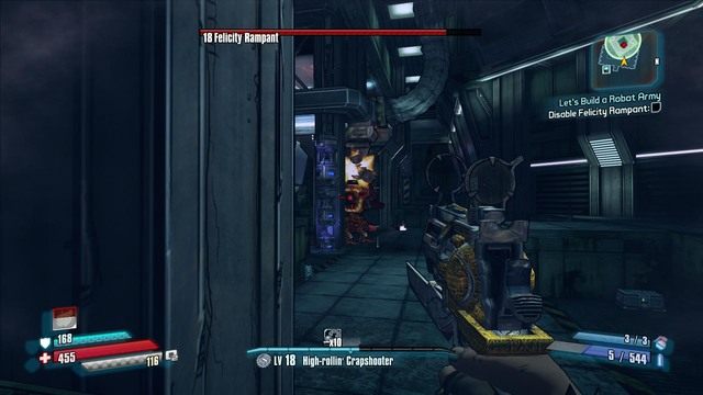 Po dotarciu na miejsce od razu schowaj się za filarem bo będziesz musiał zmierzyć się z samą Fecility - Lets Build a Robot Army | Zadania główne w Borderlands The Pre-Sequel - Borderlands: The Pre-Sequel! - poradnik do gry