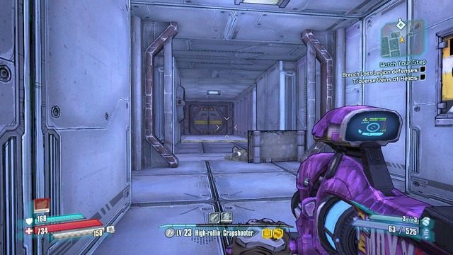 Przechodź po kolejnych pomieszczeniach placówki a dotrzesz do korytarza pokazanego na zdjęciu - Watch Your Step | Zadania główne w Borderlands The Pre-Sequel - Borderlands: The Pre-Sequel! - poradnik do gry