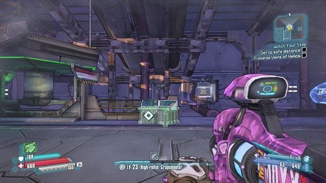 Po zniszczeniu wszystkich Plasma Regulator wróć na górę skocznią i wykonaj skok na długą rurę znajdującą się przed tobą - Watch Your Step | Zadania główne w Borderlands The Pre-Sequel - Borderlands: The Pre-Sequel! - poradnik do gry